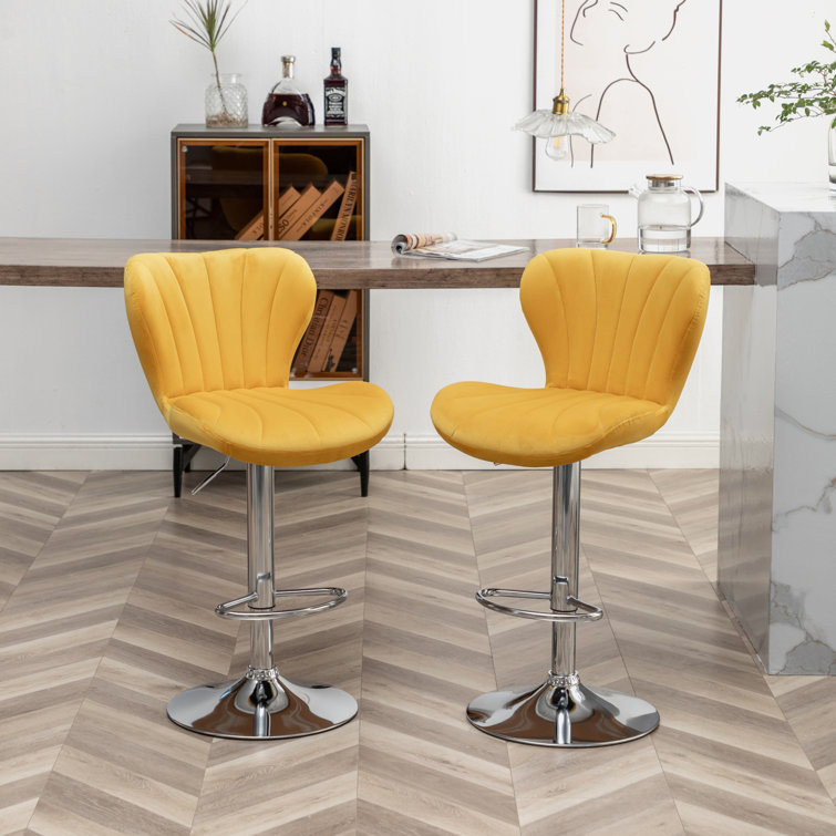 Mercer41 Avelardo Swivel Upholstered Adjustable Height Counter Stool with Metal Frame | Wayfair